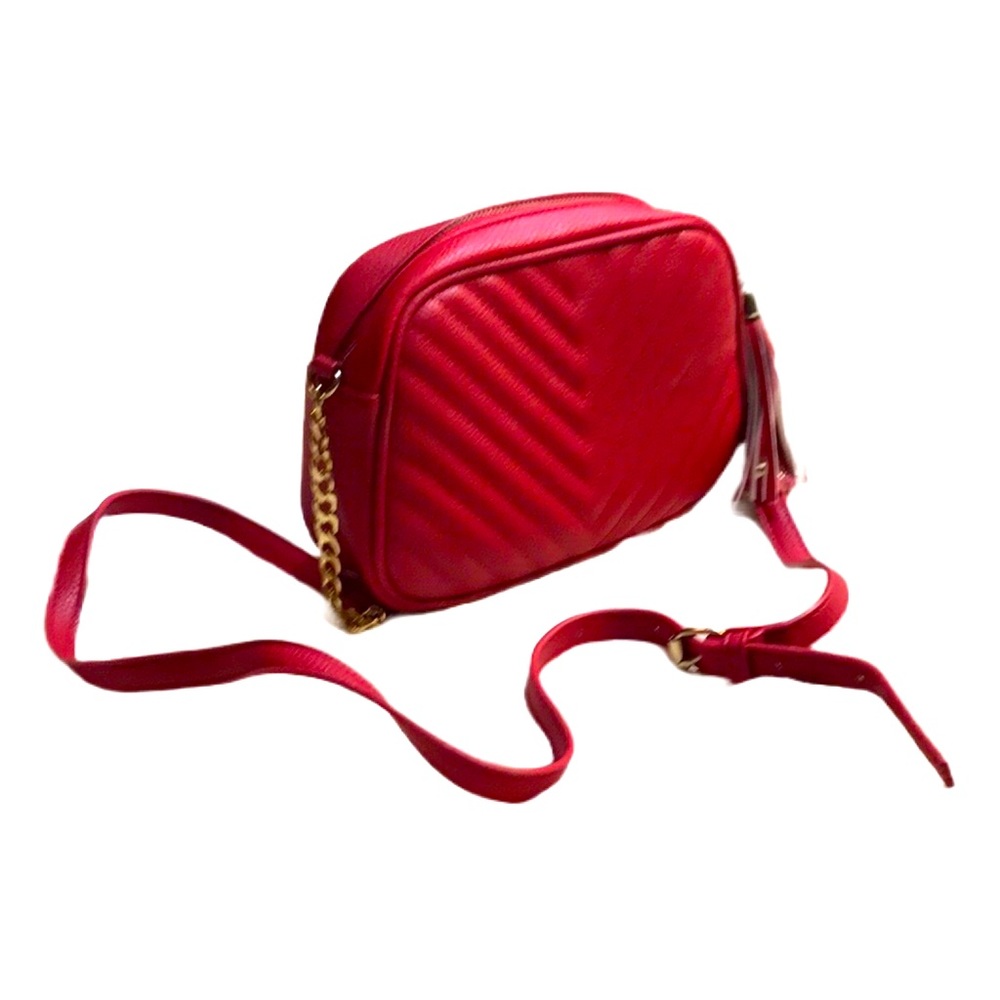 Red Quilted Chevron Cross-Body Handbag